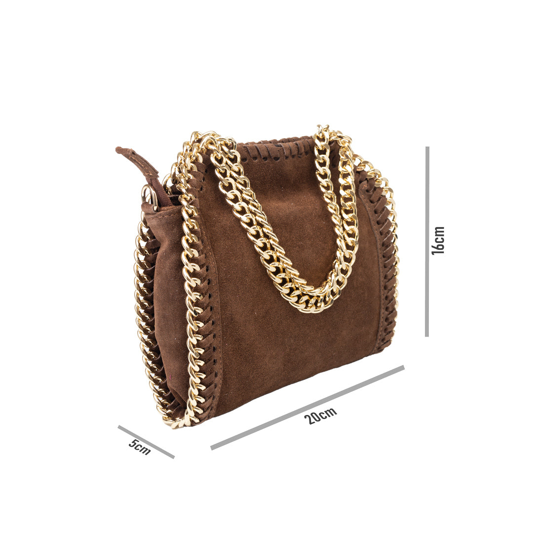 Bolso de mujer de piel natural marrón oscuro Ilona