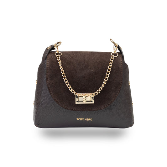 Bolso de mujer de ante natural, marrón oscuro Raisa