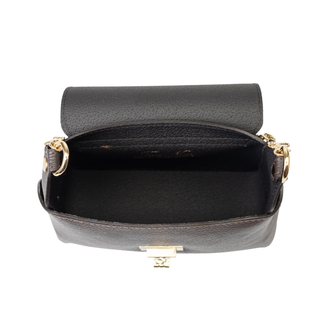 Bolso de mujer de ante natural, marrón oscuro Raisa
