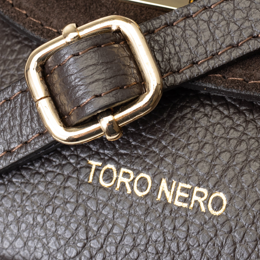 Bolso de mujer de ante natural, marrón oscuro Raisa