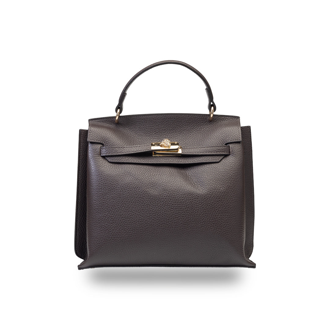 Bolso de piel natural marrón oscuro para mujer Raluca