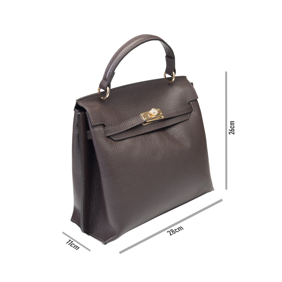 Bolso de piel natural marrón oscuro para mujer Raluca