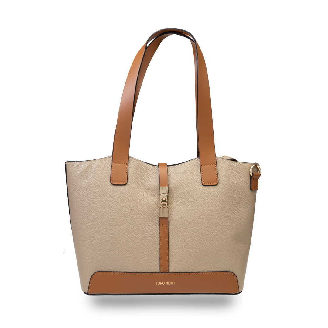 Bolso de mujer de piel natural marrón topo Sorina