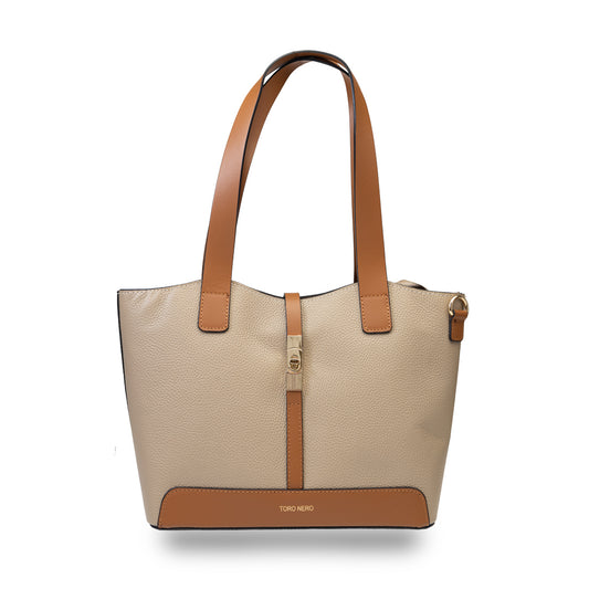 Bolso de mujer de piel natural marrón topo Sorina