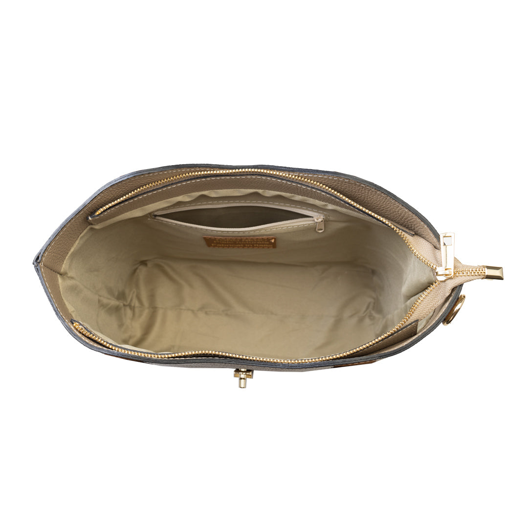 Bolso de mujer de piel natural marrón topo Sorina
