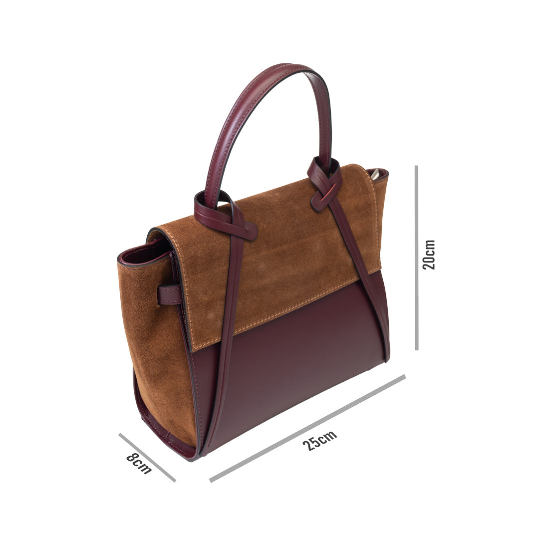 Bolso de mujer de piel natural marrón-burdeos Erika