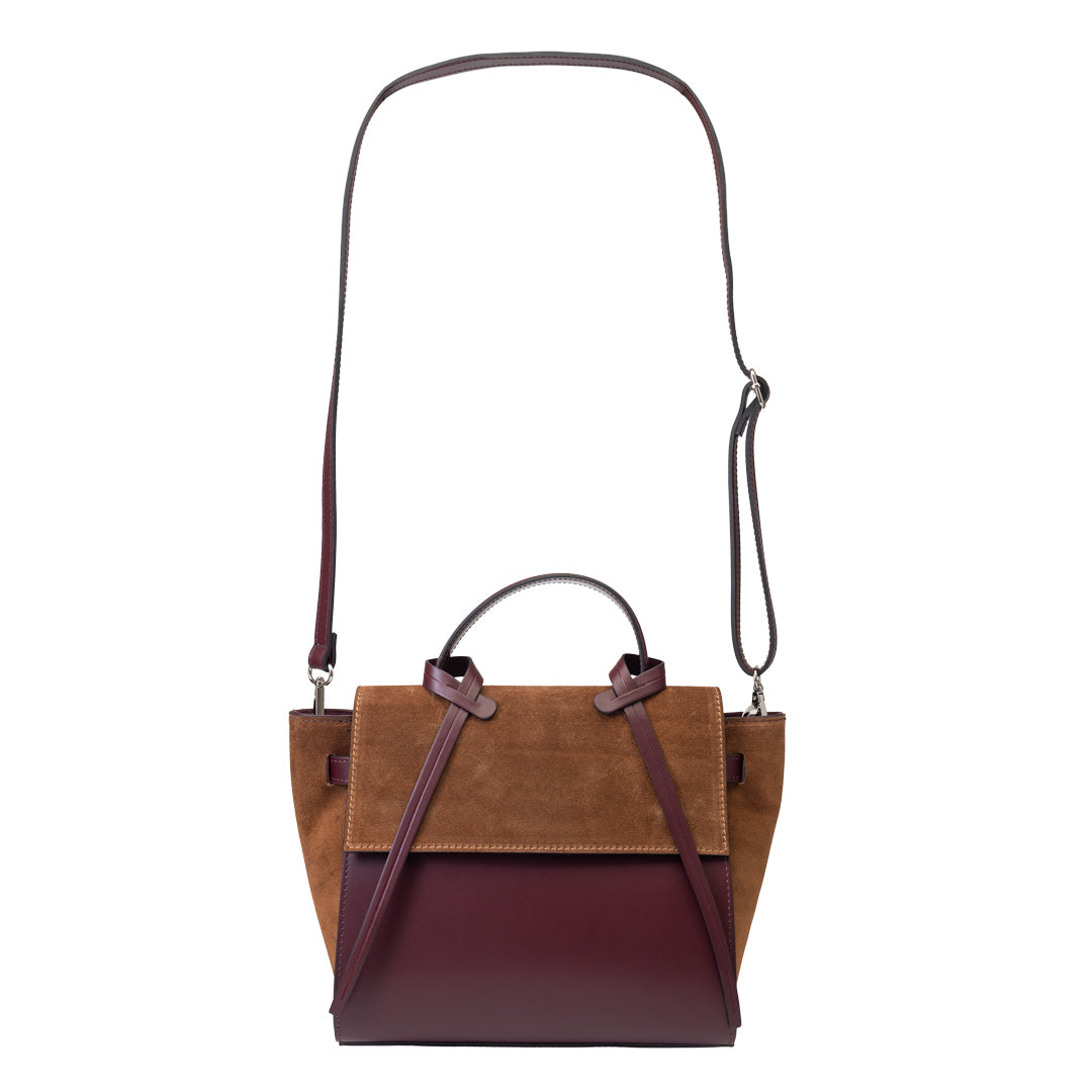 Bolso de mujer de piel natural marrón-burdeos Erika