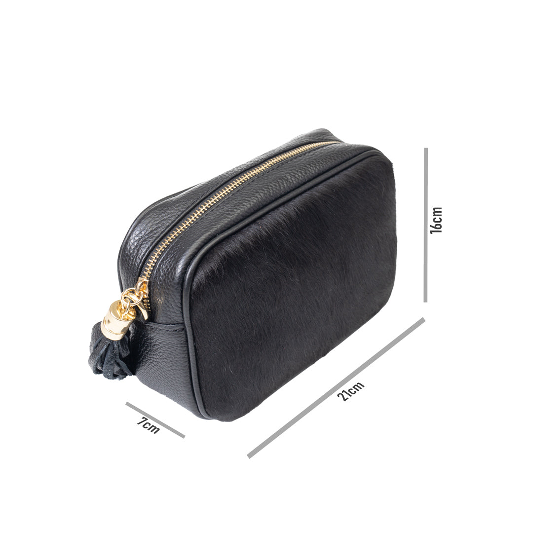 Bolso de mujer de piel auténtica negra Adela