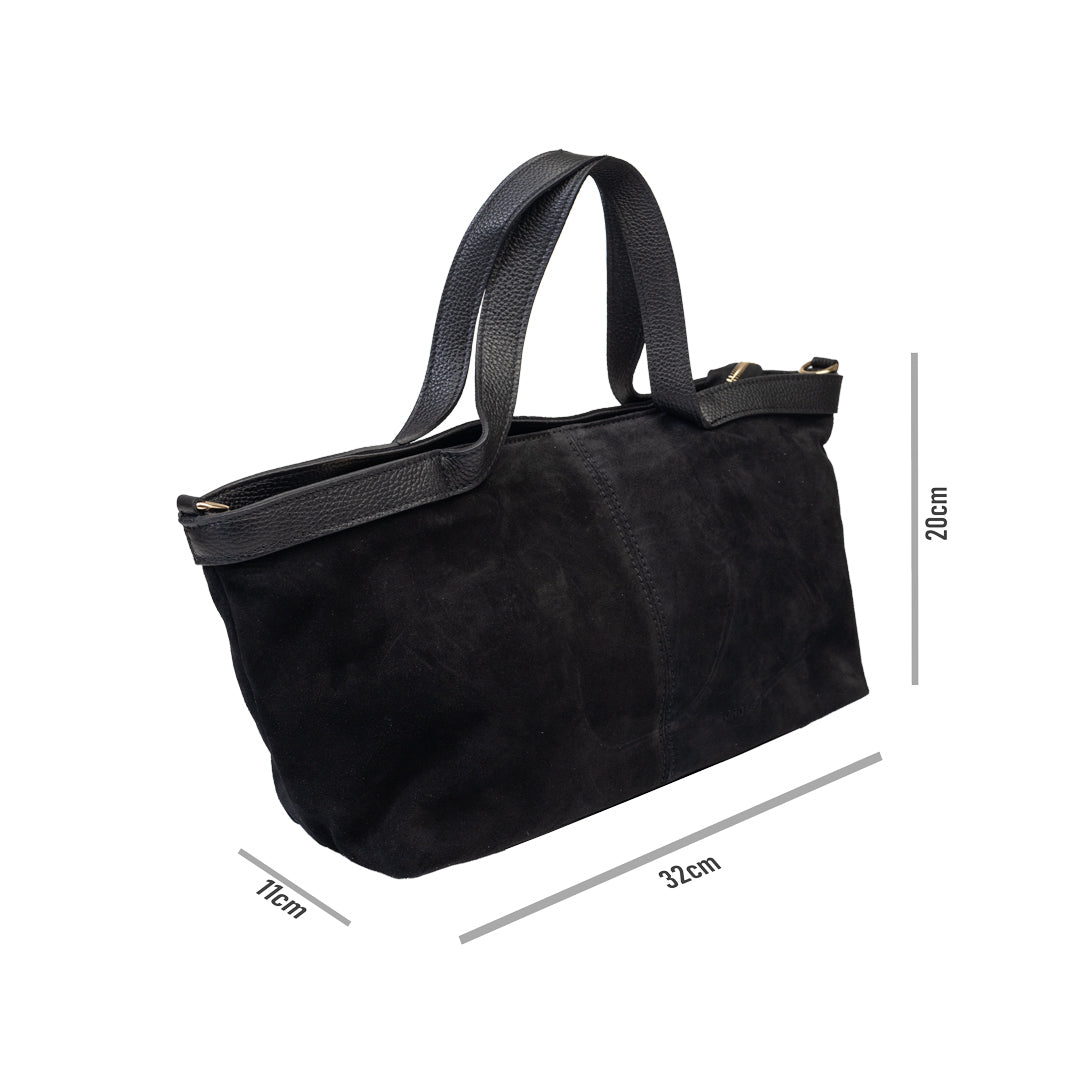 Bolso de mujer de ante natural negro Bianca
