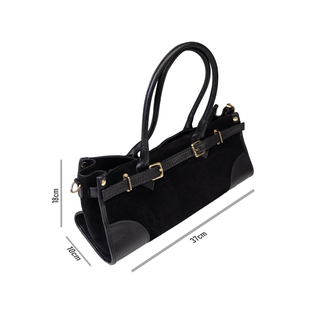 Bolso de mujer de cuero genuino negro Evelin