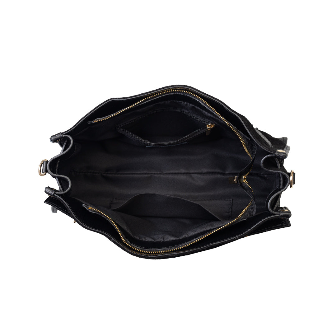 Bolso de mujer de cuero genuino negro Evelin
