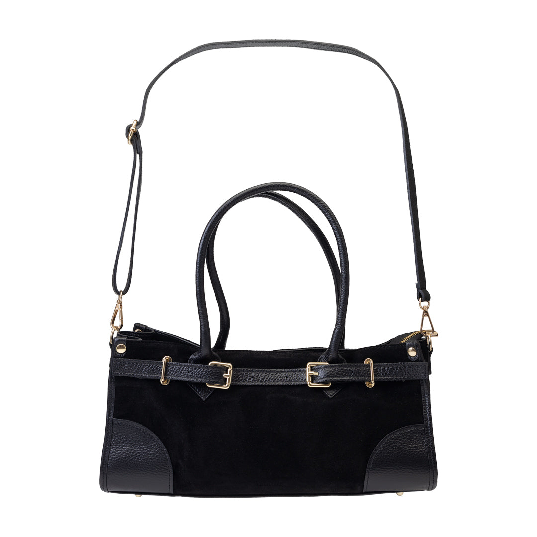 Bolso de mujer de cuero genuino negro Evelin