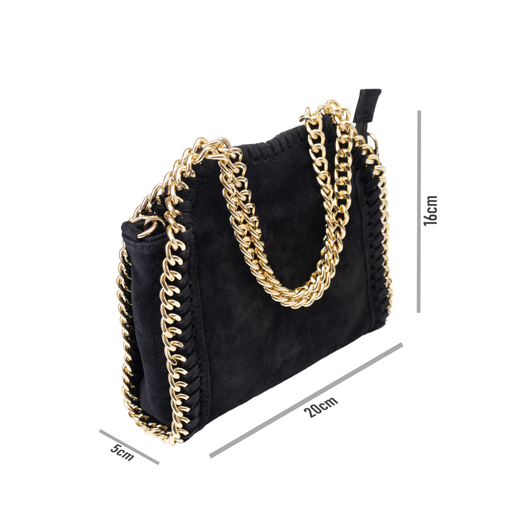 Bolso de mujer de piel natural negra Ilona