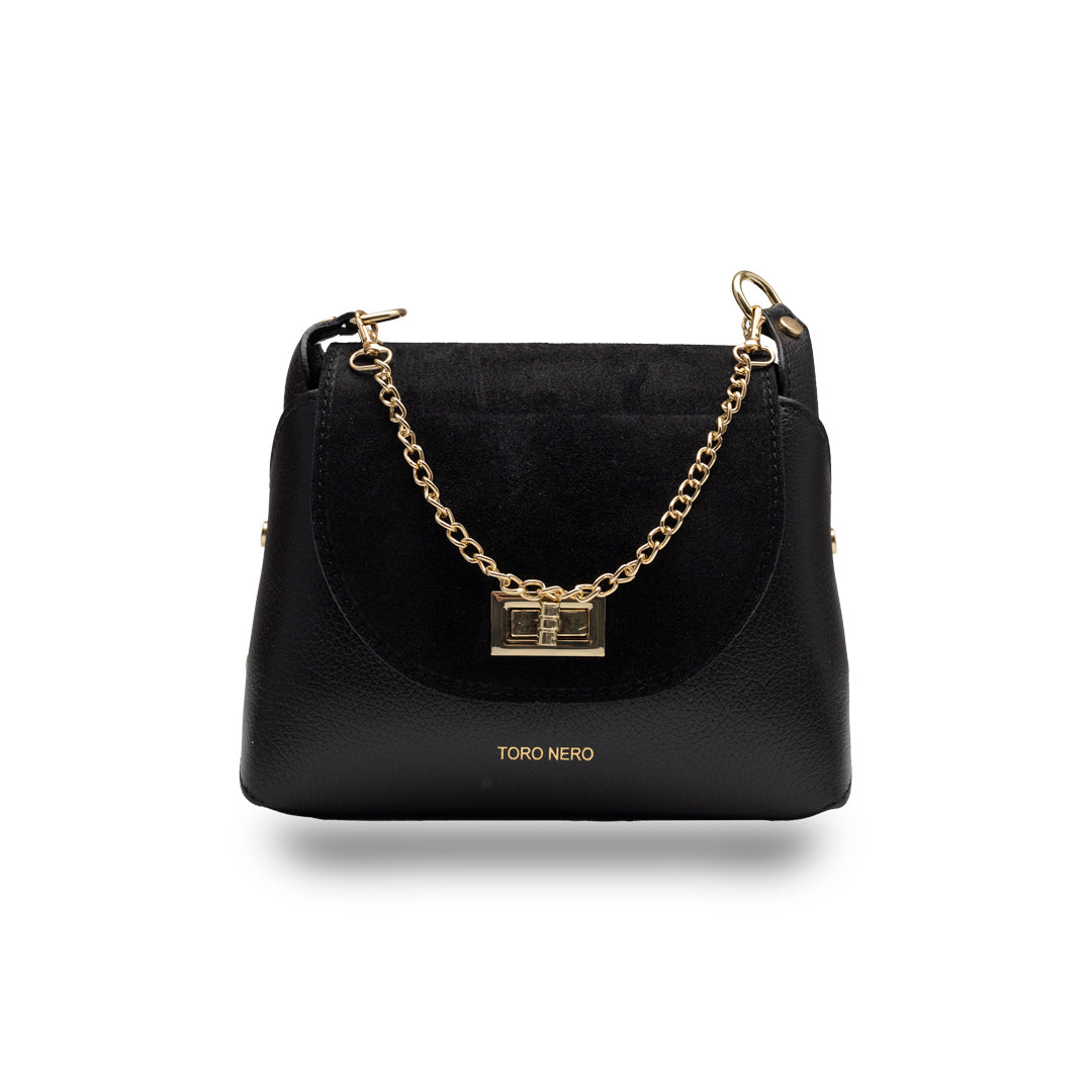 Bolso de mujer de ante natural, negro Raisa
