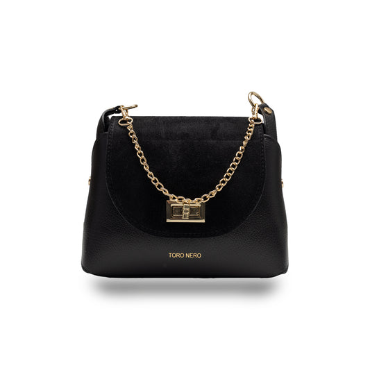 Bolso de mujer de ante natural, negro Raisa