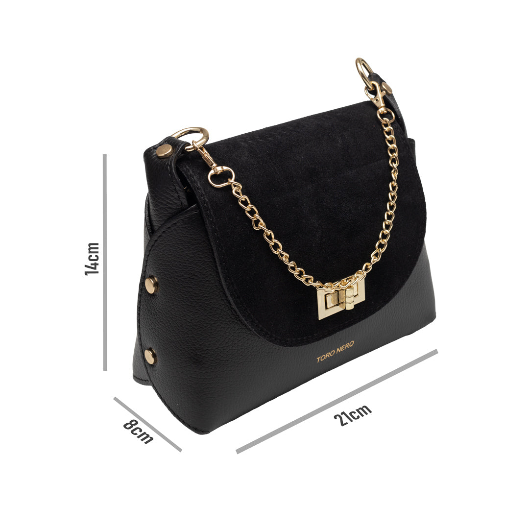 Bolso de mujer de ante natural, negro Raisa