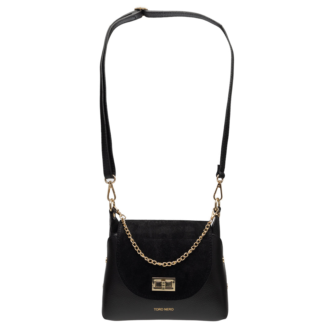 Bolso de mujer de ante natural, negro Raisa