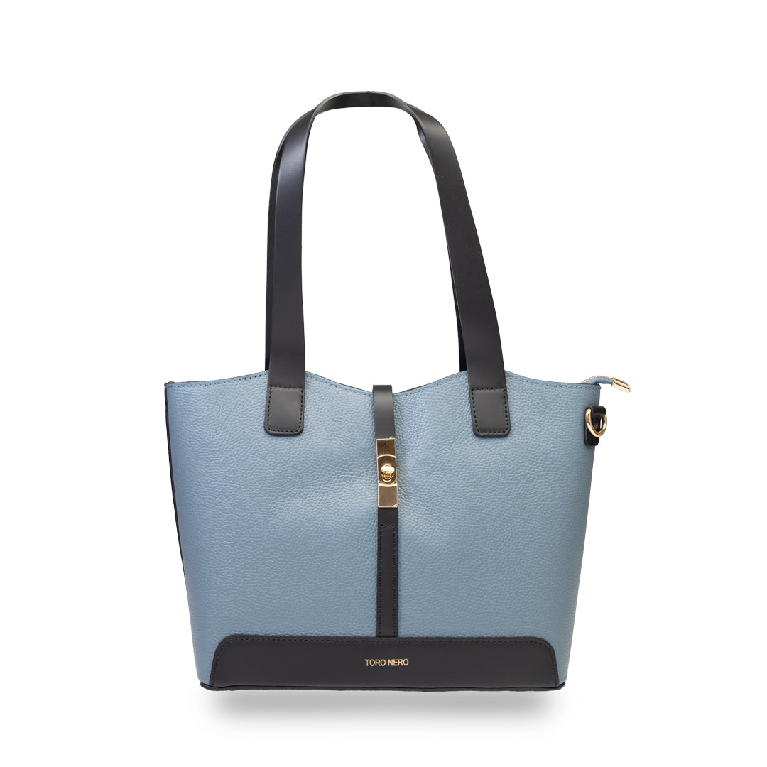 Bolso de mujer de piel natural negro-azul Sorina