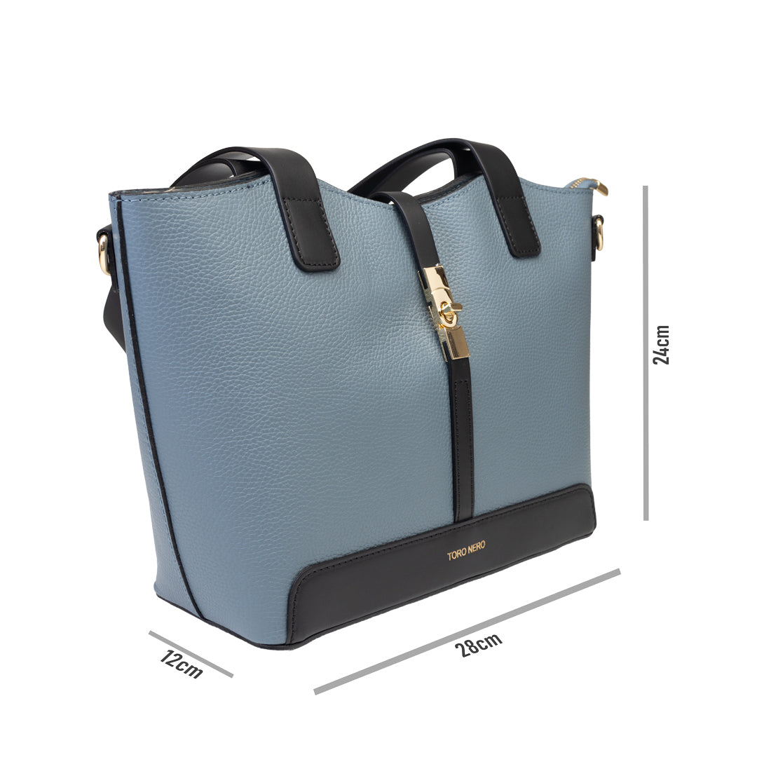 Bolso de mujer de piel natural negro-azul Sorina