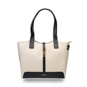 Sac à main femme en cuir véritable noir et beige Sorina