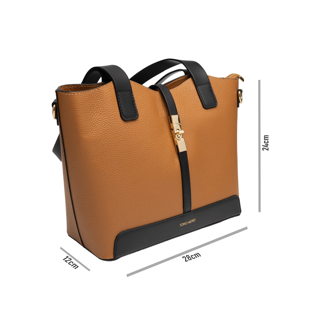 Bolso de mujer de piel auténtica negro-marrón Sorina
