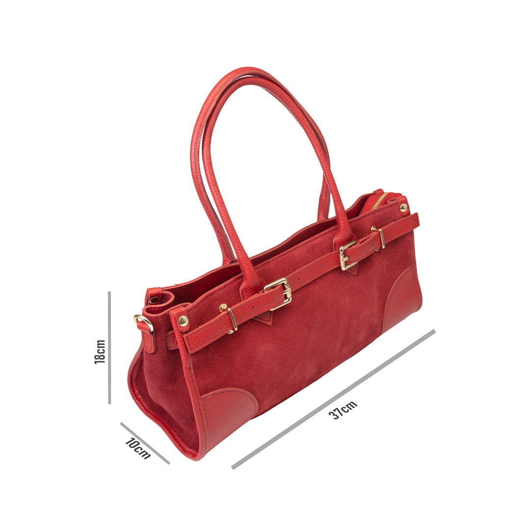 Bolso de piel natural para mujer rojo Evelin