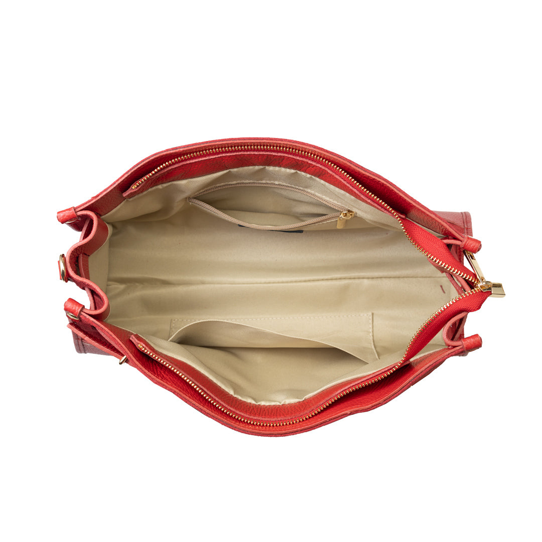 Bolso de piel natural para mujer rojo Evelin