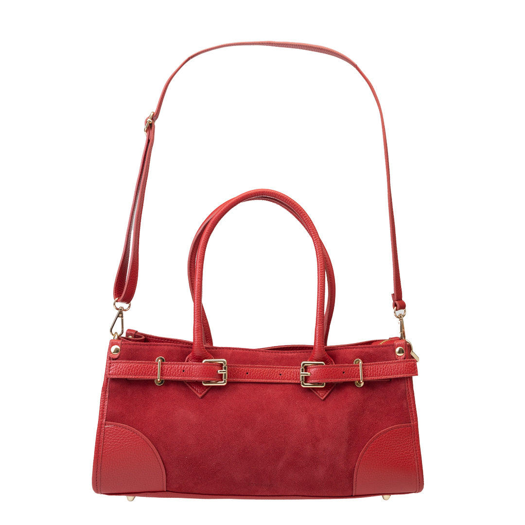 Bolso de piel natural para mujer rojo Evelin