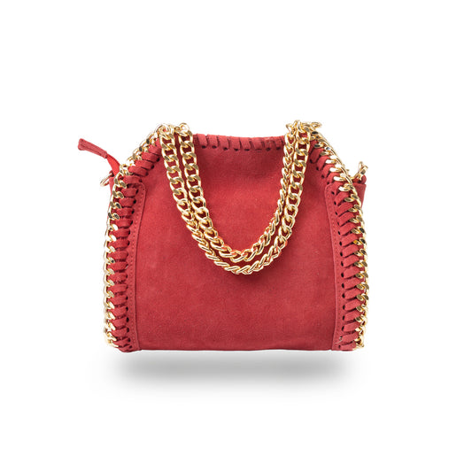 Bolso de piel natural rojo Ilona para mujer