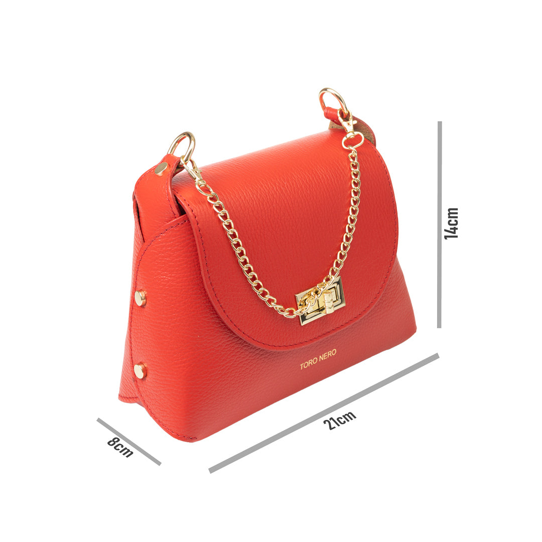 Bolso de piel natural rojo Raisa para mujer