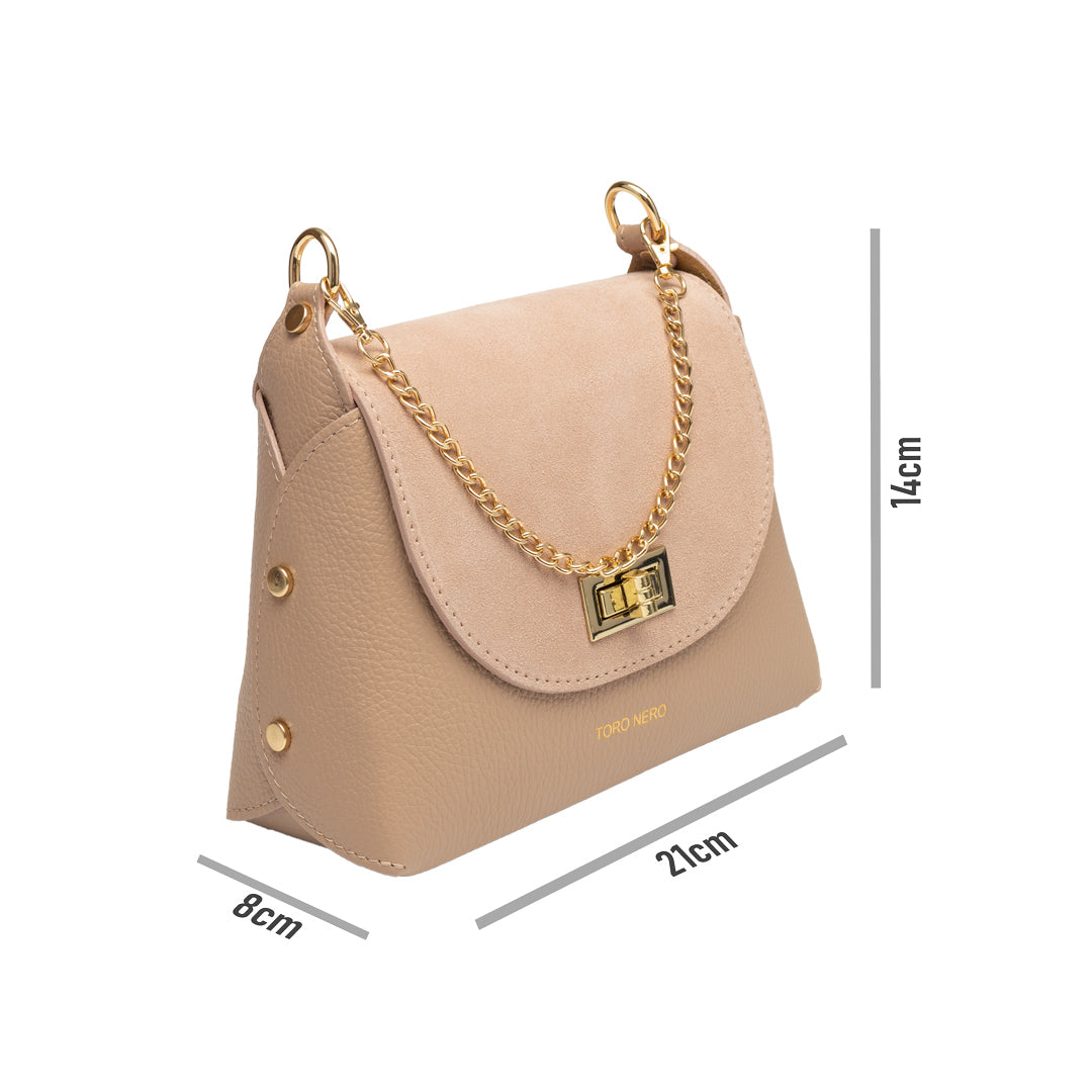 Bolso de mujer de ante natural, rosa palo Raisa