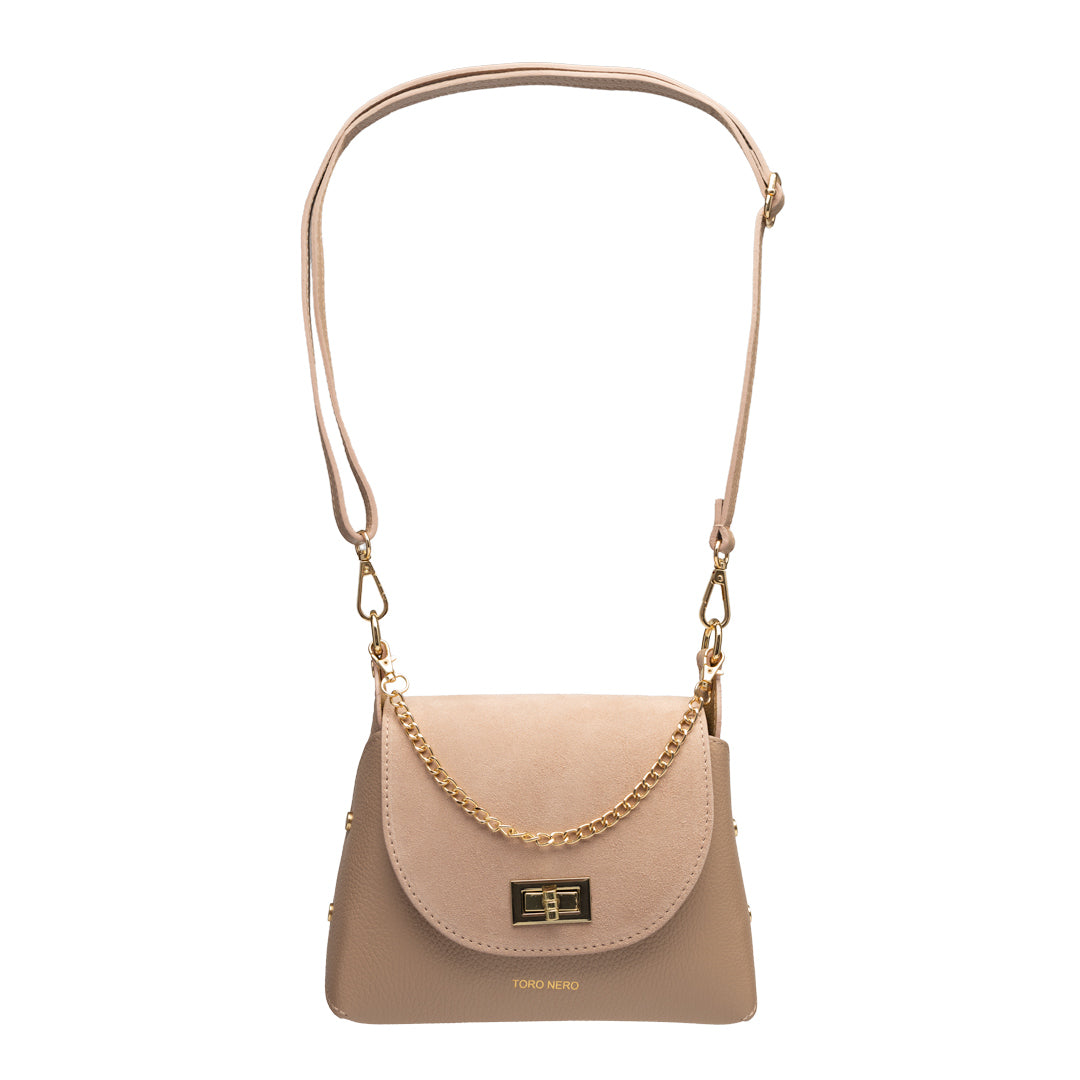 Borsa da donna in camoscio naturale, rosa cipria Raisa