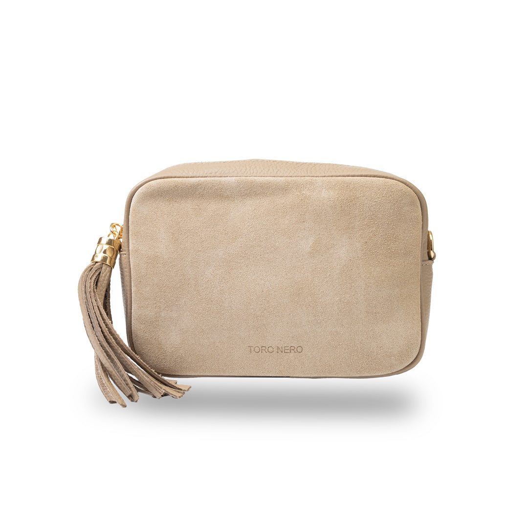 Bolso de mujer de piel genuina taupe Ancuta