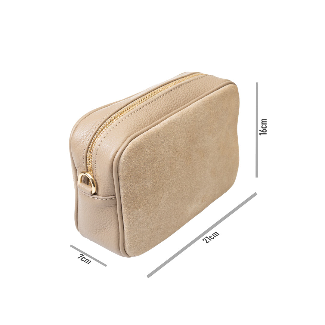 Bolso de mujer de piel genuina taupe Ancuta