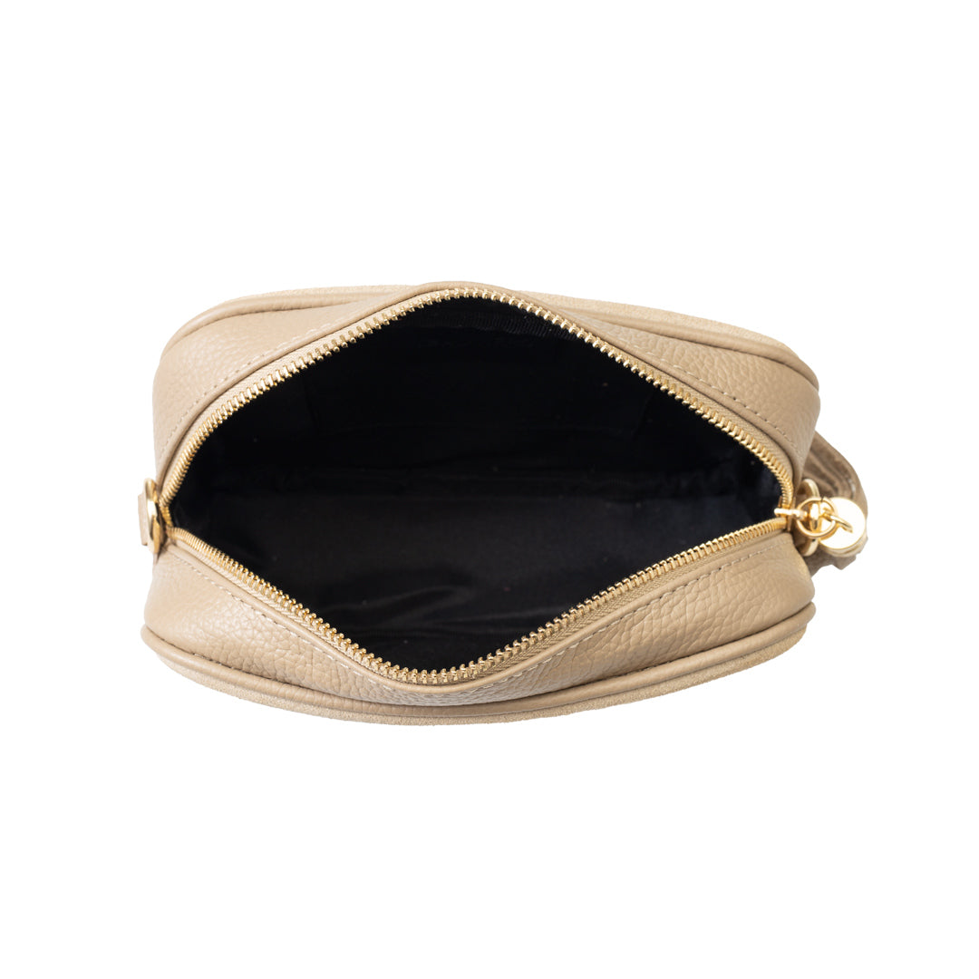 Bolso de mujer de piel genuina taupe Ancuta