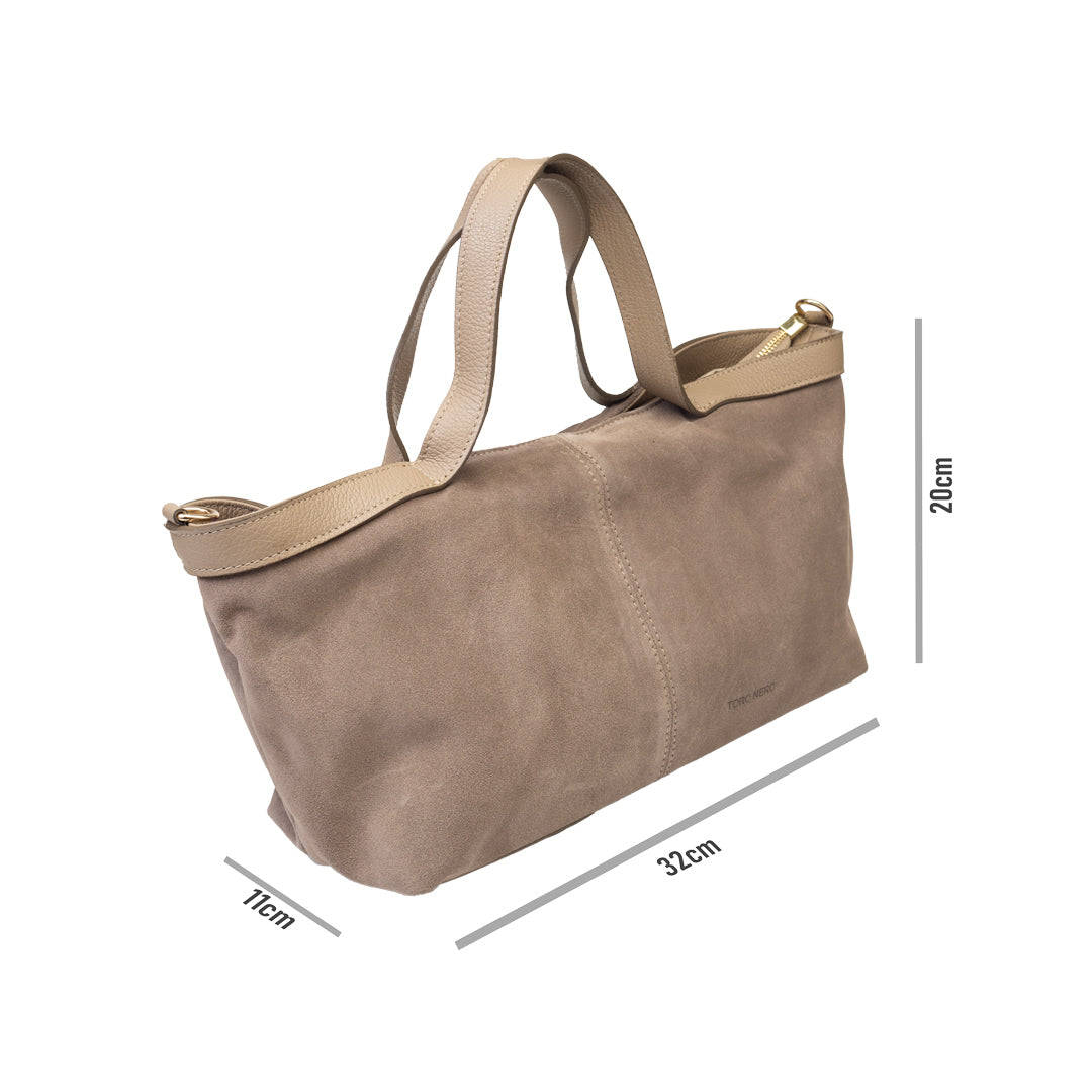 Bolso de mujer de ante natural taupe Bianca