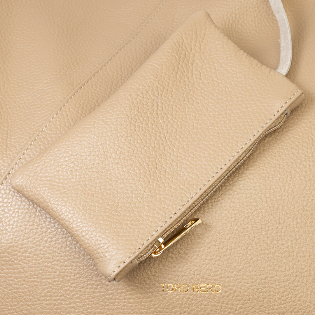 Bolso de mujer de piel natural taupe Camelia