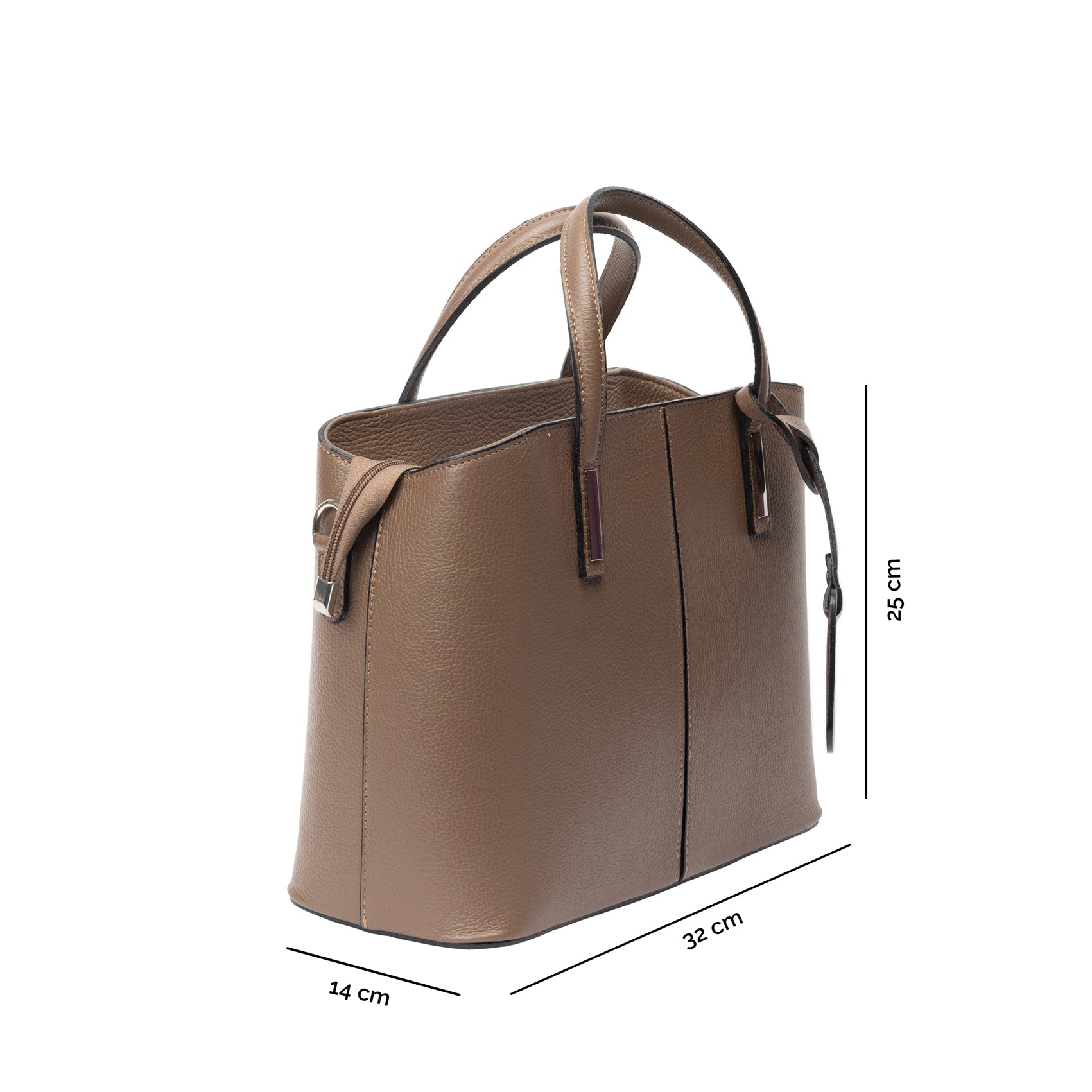 Bolso de mujer de piel natural color topo Mara