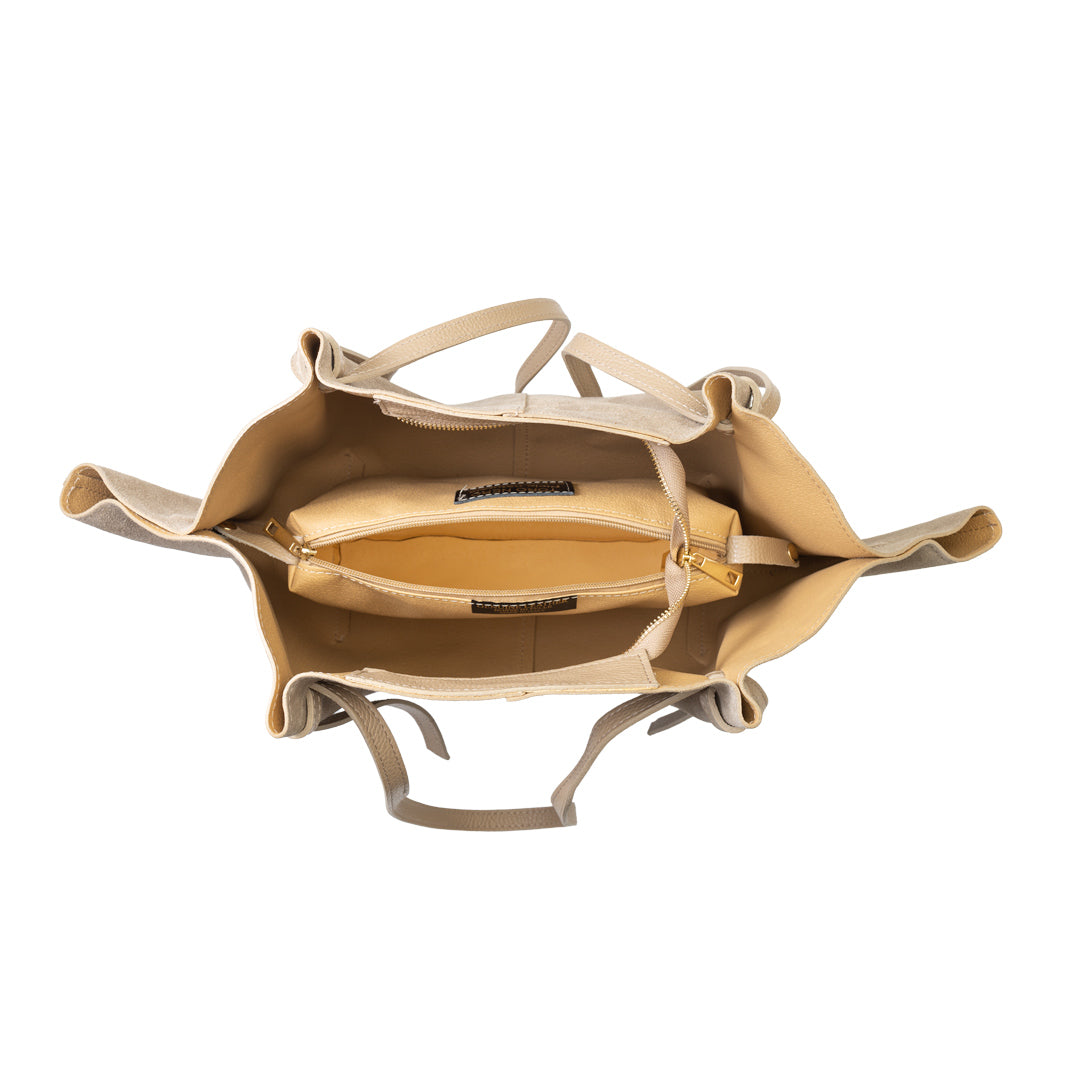 Bolso de piel natural color topo claro para mujer Alice