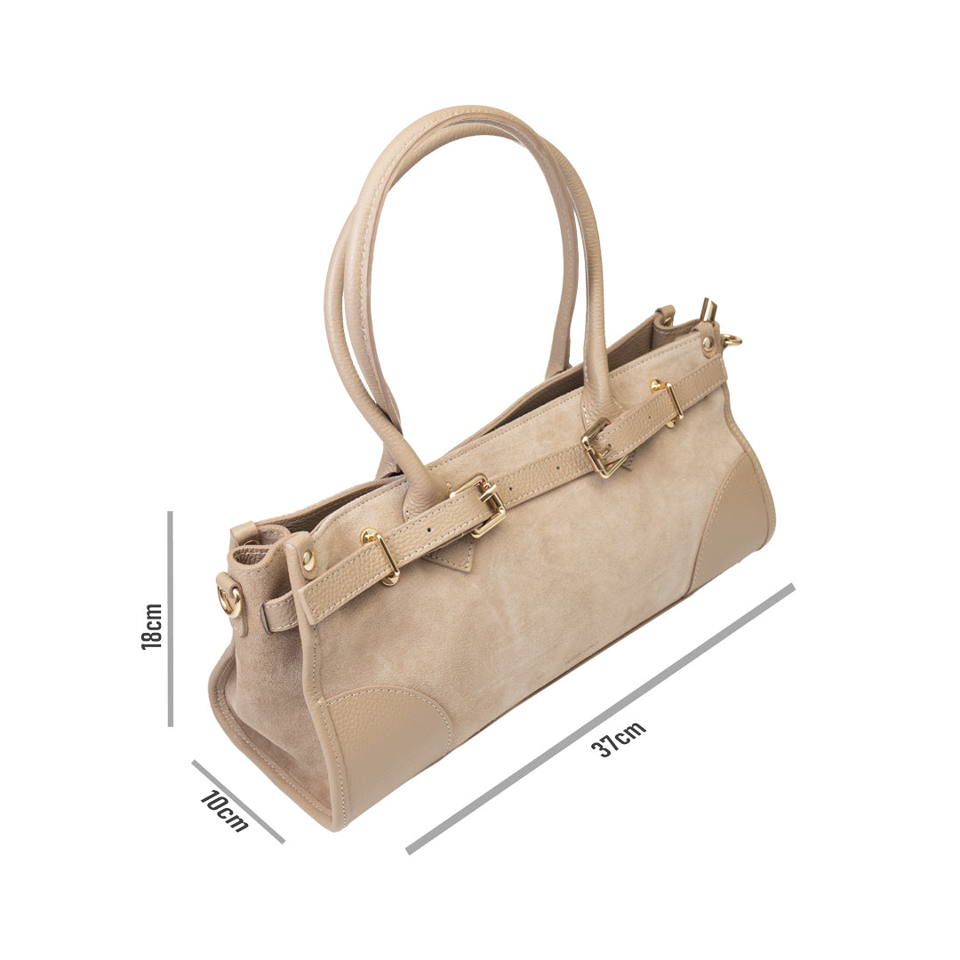 Bolso de mujer de piel natural topo claro Evelin