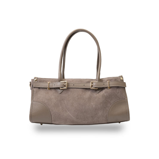 Bolso de mujer de piel genuina topo oscuro Evelin