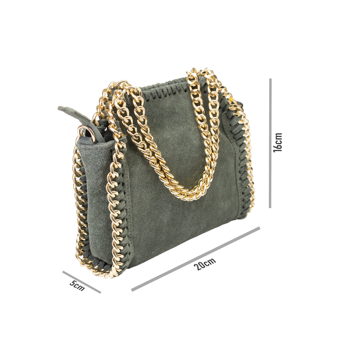 Bolso de mujer de piel natural verde Ilona