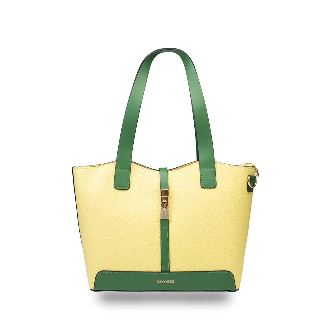 Bolso de piel natural verde-amarillo para mujer Sorina