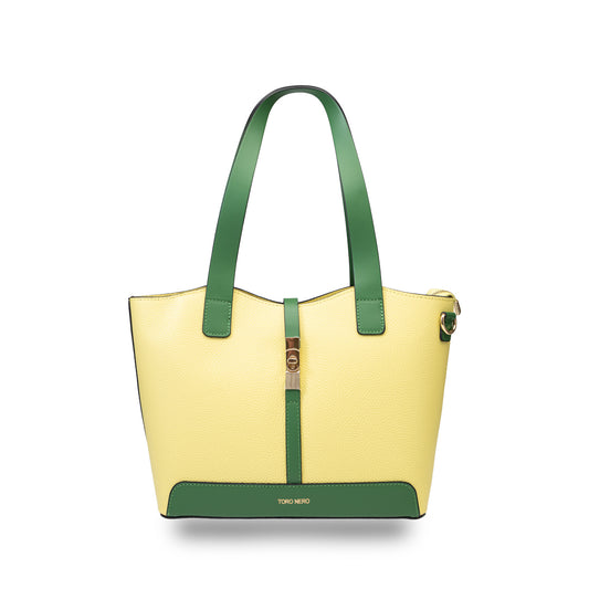 Bolso de piel natural verde-amarillo para mujer Sorina