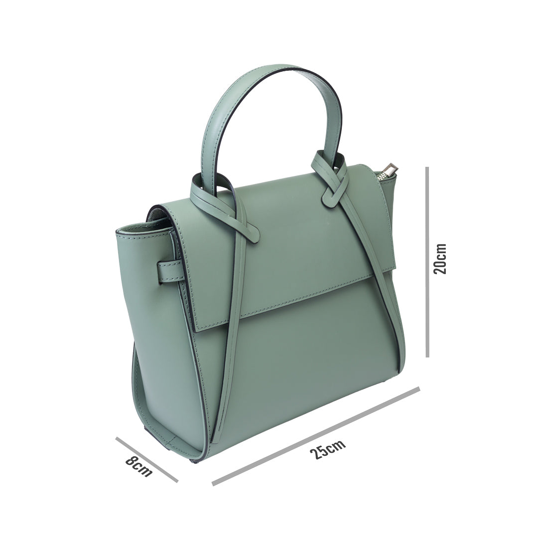 Bolso de mujer de piel genuina verde salvia Erika