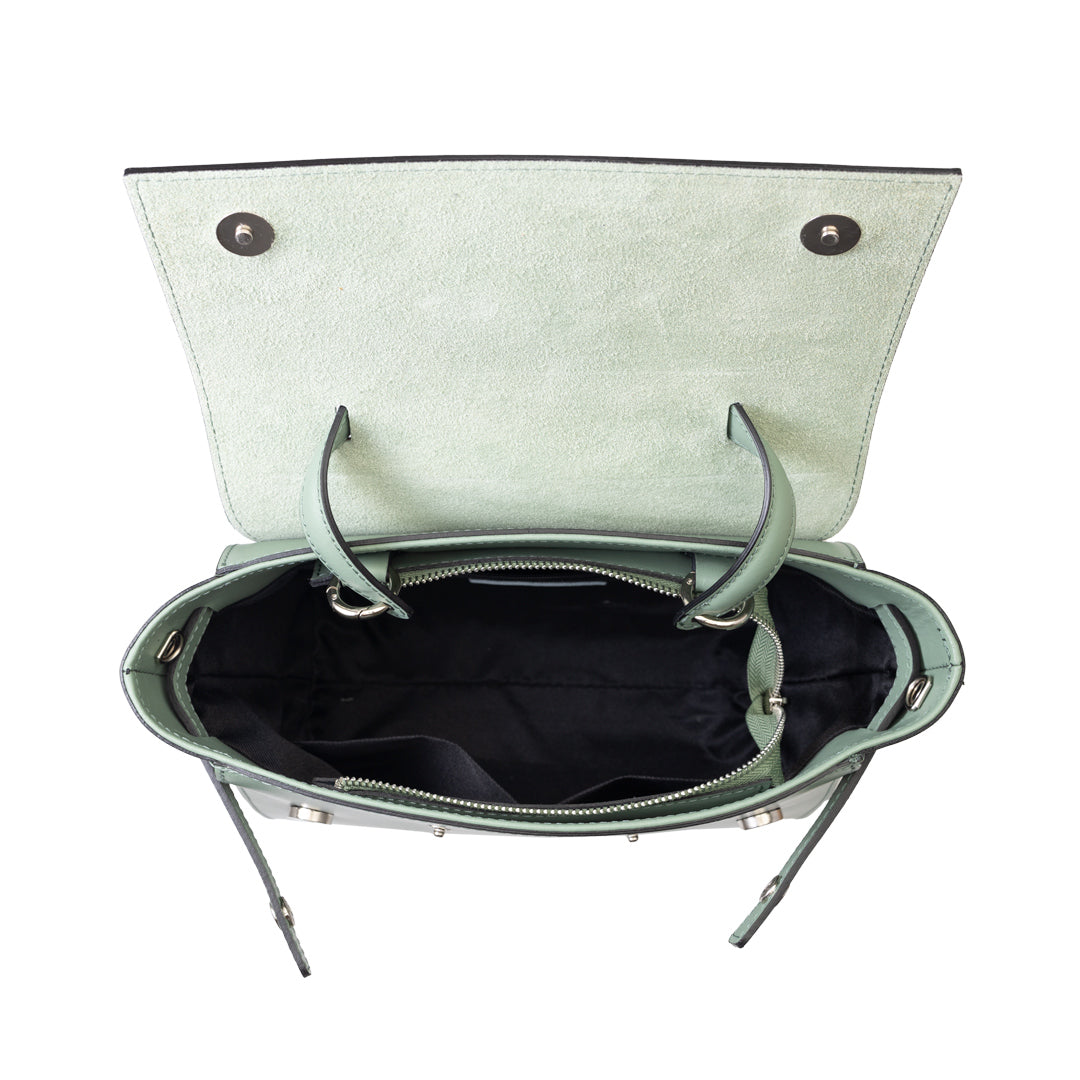 Bolso de mujer de piel genuina verde salvia Erika