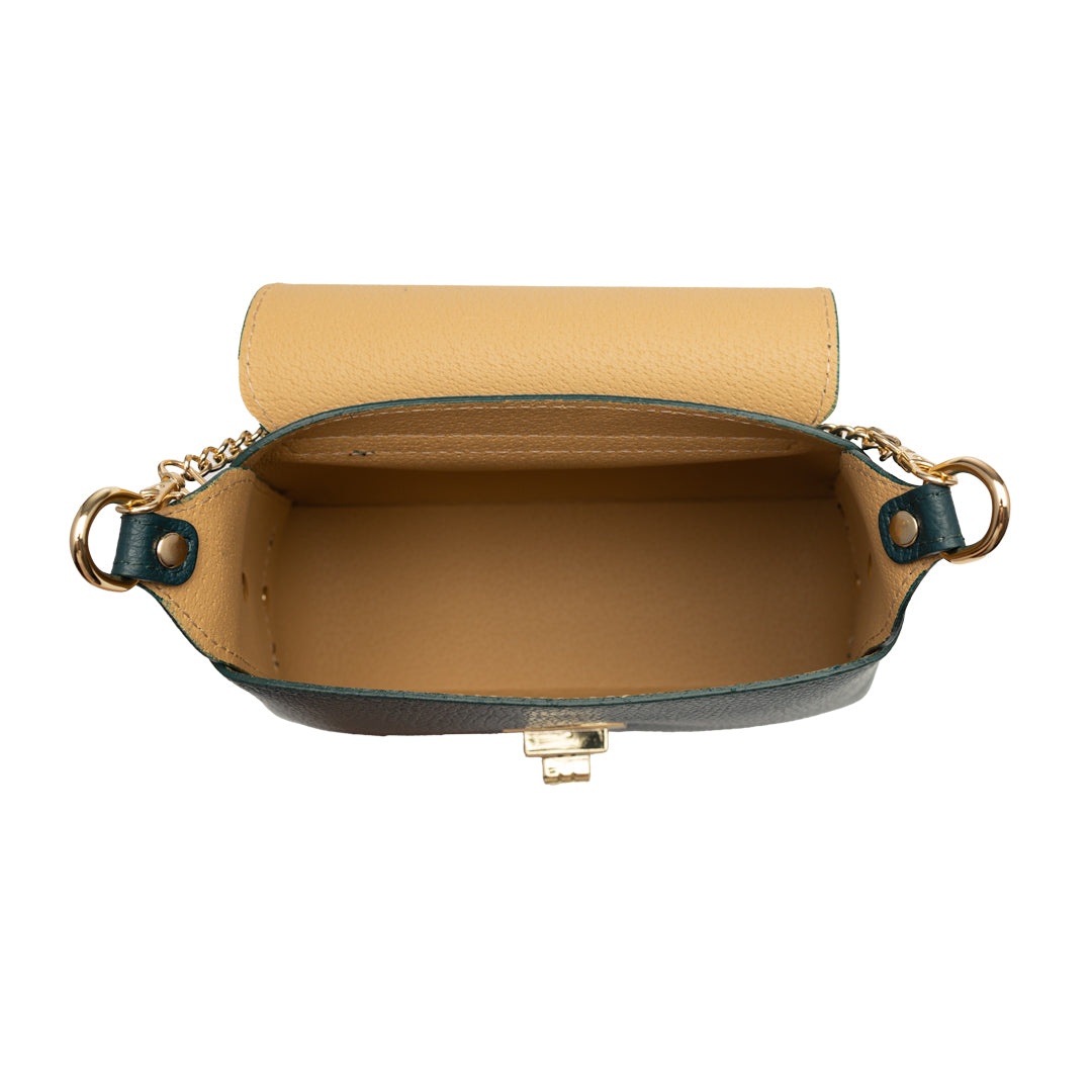 Bolso de mujer de ante natural, verde petróleo Raisa