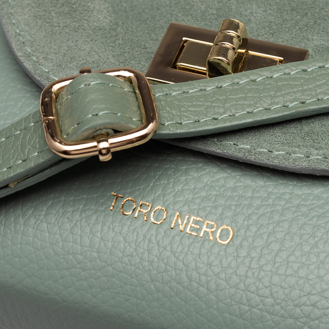 Bolso de mujer de ante natural, verde salvia Raisa