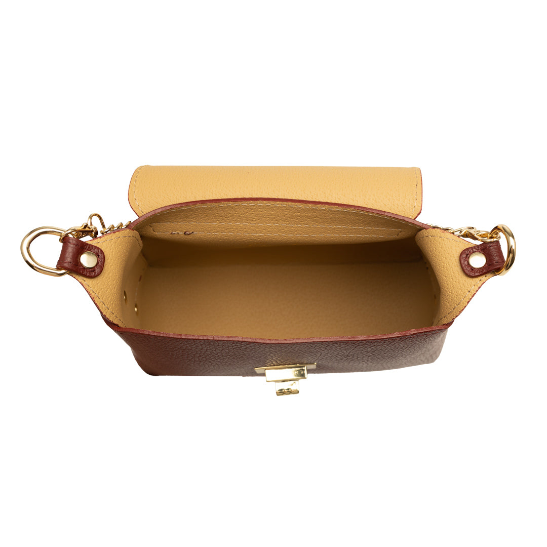 Bolso de mujer de piel serraje natural, burdeos Raisa