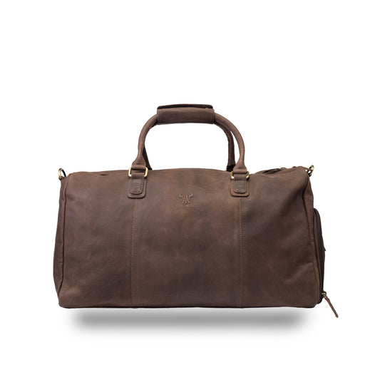 Bolsa de viaje/deporte de piel natural marrón oscuro Travel Bag